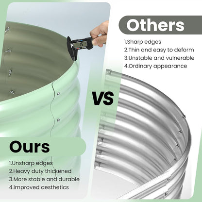 2 Pcs 6x3x1ft Oval Raised Garden Bed, Galvanized Raised Beds,Open-Ended Base Metal Raised Planter Beds,Garden Bed Outdoor,Planter Raised Boxes for Vegetables, Flowers,Tool-Free Asse,Green