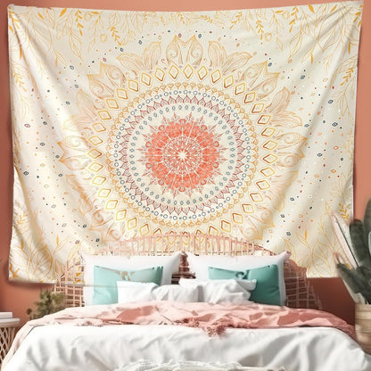 Damanse Floral Tapestry Wall Hanging Cute,Boho Wall Tapestry for Bedroom Aesthetic,Mandala Living Room Decor for Teen Girls (Yellow, 49.2"x59.1")