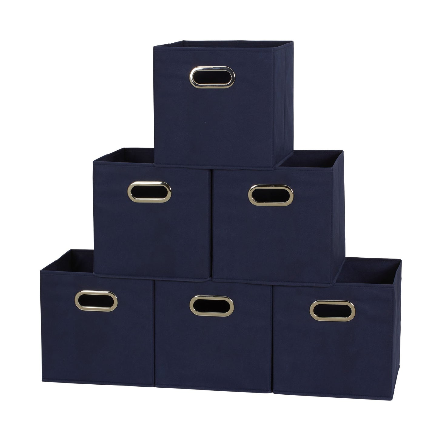 Household Essentials Fabric Storage Bins 6 Piece Set, Strong Poly-Woven Fabric, Sturdy Chipboard