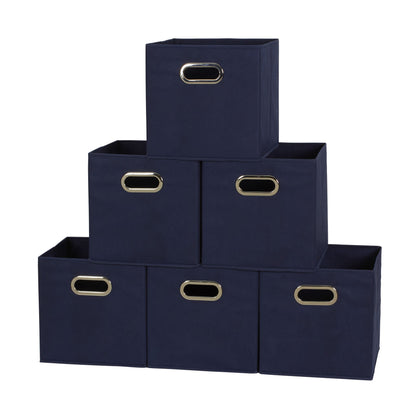 Household Essentials Fabric Storage Bins 6 Piece Set, Strong Poly-Woven Fabric, Sturdy Chipboard