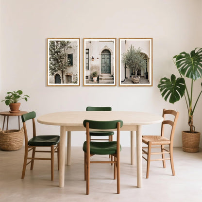 HPNIUB Large Vintage Italy City Landscape Framed Canvas Wall Art Set, Olive Green Tree Country Wall Decor, Modern Minimalist Countryside Villages Picture for Living Room,Bedroom,Office-16 x24 x3