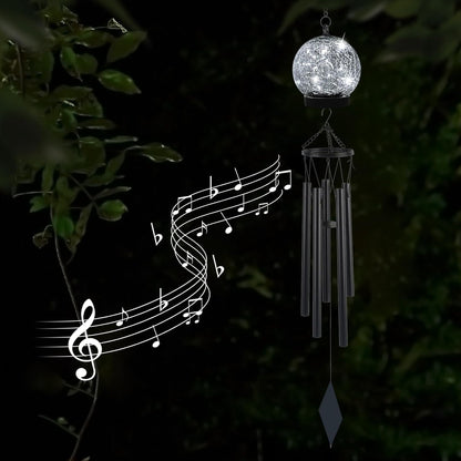 Garden Wind Chimes Outdoor, Solar Hanging Glass Ball Wind Chimes with 15 Cool White LEDs 42 Inch Large with Unique Memorial Sympathy Wind Chime Outside Garden Decor as a Gift for Patio, Porch, Balcony
