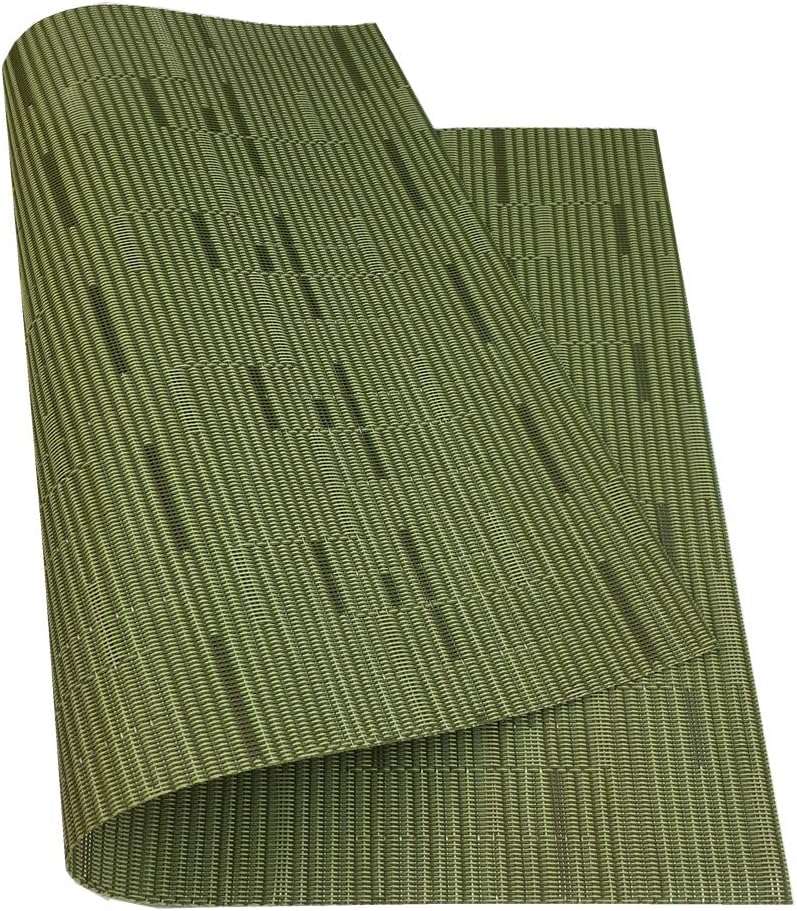 Red-A Placemats Set of 6 for Dining Table Heat-Resistant Washable Place Mats Woven Vinyl Kitchen Table Mats Easy to Clean,Green