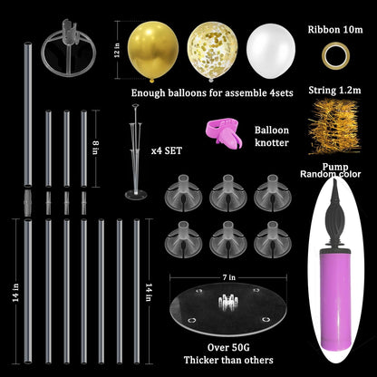 Gold Party Decorations Balloon Stand Centerpiece Table Decorations for Birthday Bridal Shower Graduation Wedding Anniversary Engagement Mother's Day Father's Day New Years 2025(Gold set4)