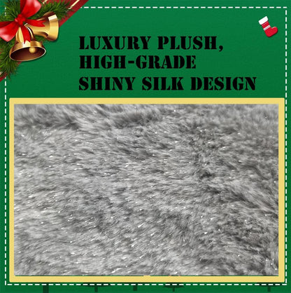 AOGU 36 Inch Faux Fur Christmas Tree Skirt Grey Shiny Plush Skirt for Merry Christmas Party Christmas Tree Decoration