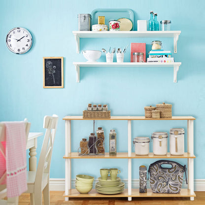 Furinno TURN-N-TUBE Storage Shelves, 3-Tier 47.4 Wide Book Shelf, Corner Shelf, Toolless Open