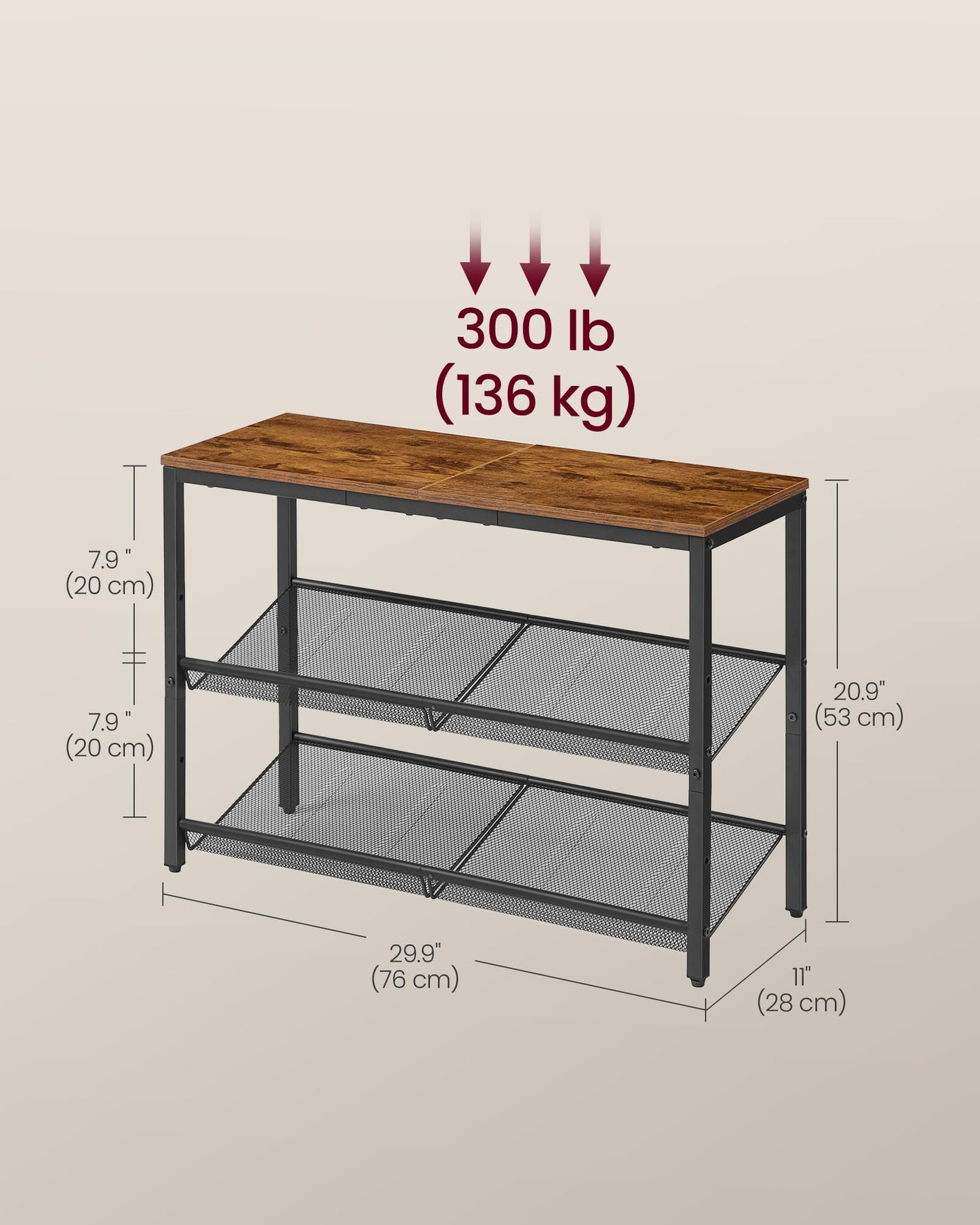 VASAGLE Shoe Rack for Entryway, Freestanding, Adjustable, Industrial