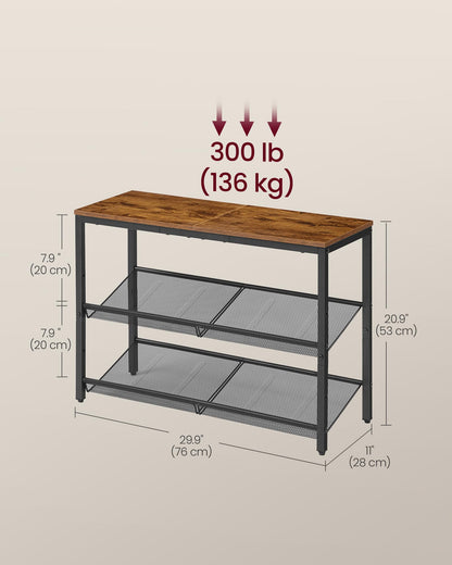 VASAGLE Shoe Rack for Entryway, Freestanding, Adjustable, Industrial