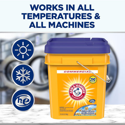 Arm & Hammer powder laundry detergent, crisp clean, 18 lb pail