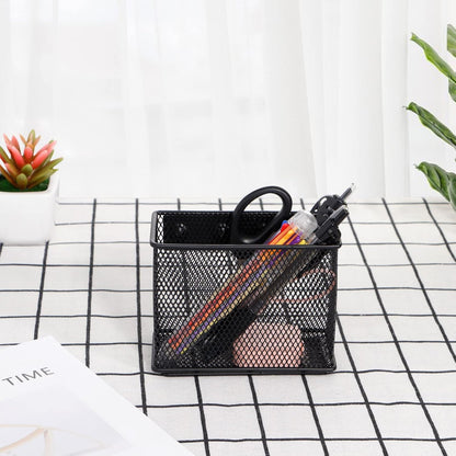 4.5'' × 2.2'' × 3.5'' Magnetic Basket for Whiteboard Black Magnetic Basket for fridge, Magnetic Locker Organizer Holder with 4 Strong Magnets, Magnetic Holder for Refrigerator Locker,