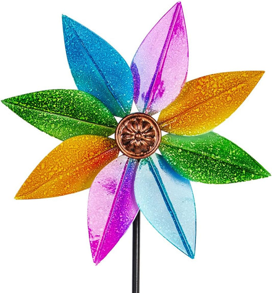 DREAMYSOUL Colorful Wind Spinner 38Inches, Metal Garden Pinwheels for Yard and Garden, Decorative Wind Spinners for Outdoor Patio Yard Lawn