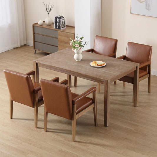 Kmax Modern Dining Chairs Set of 4 Faux Leather Kitchen Arm Chairs Upholstered Accent Chairs with