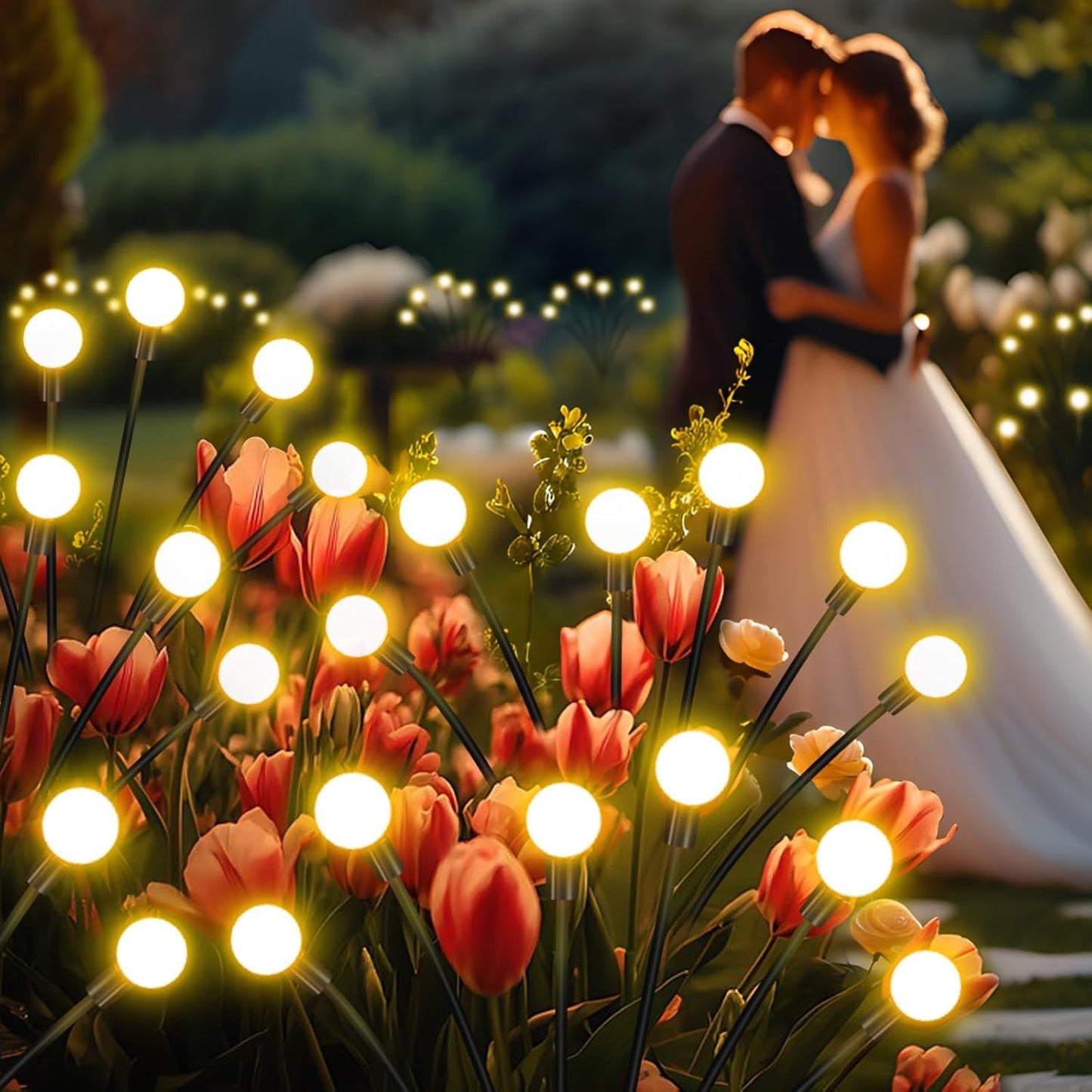 Solar Garden Lights,Solar Firefly Lights,8 Pack 64 Heads Solar Lights Outdoor Decorative,Sway by Wind, High Flexibility Iron Wire & Heavy Bulb Base,Yard Patio Pathway Lawn