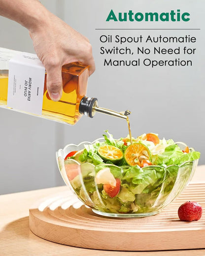 Olive Oil Dispenser For Kitchen, Glass Oil Bottle 500ML Oil And Vinegar Dispenser Set Of 2, Cooking Oil Dispenser With 2 Stainless Steel Pourers & 44 Labels, Soy Sauce Dispenser, Coffee Syrup Bottles
