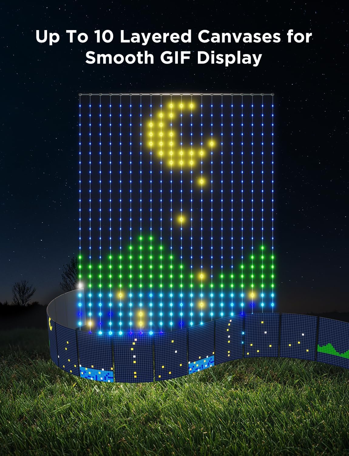 Govee Curtain Lights 2, Smart LED Curtain Light with DIY GIF AIGC, 1040 LEDs, RGBIC Color Changing Christmas Lights for Holiday Bedroom Window Dynamic Decor, Outdoor IP65 Waterproof, 9.8×6.6ft