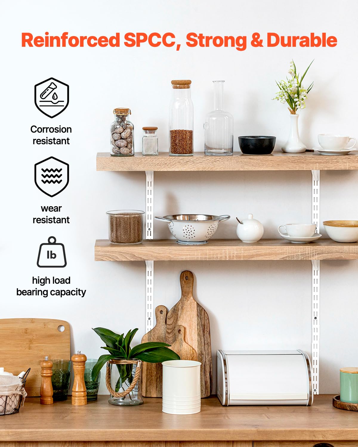 VEVOR Shelf Pilaster, 60-inch 5 Pack, Dual Track Upright Wall Shelving System, Heavy Duty Support