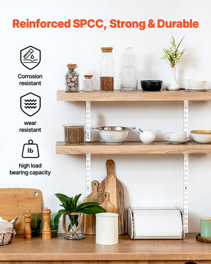 VEVOR Shelf Pilaster, 60-inch 5 Pack, Dual Track Upright Wall Shelving System, Heavy Duty Support