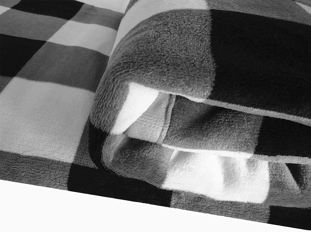 UKELER Buffalo Check Sherpa Throw 80'' x 60''- Soft Plush Flannel Blanket Throws for Bed/Couch/Sofa/Office/Camping
