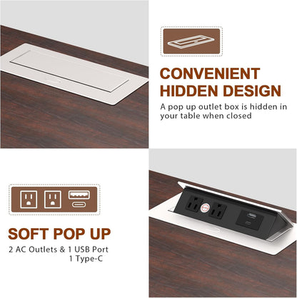 HIFYOBRO 24" Tall End Table with 2 Drawers and Charging Station, Type-C & USB Port & Power outlets, Wooden Storage Cabinet, 21" W Large Side Table with Storage for Living Room and Bedroom (Espresso)