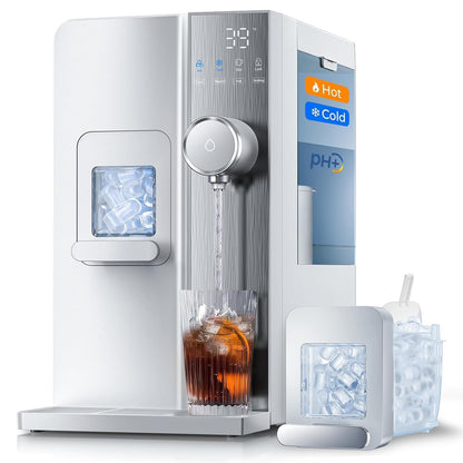 Ice Maker Water Filter Dispenser, 3 in1 Countertop Instant Hot & Cold Water -7 Stage Purification with Remineralization 7 Temperature & 5 Dispensing Volume Options Portable No Installation.