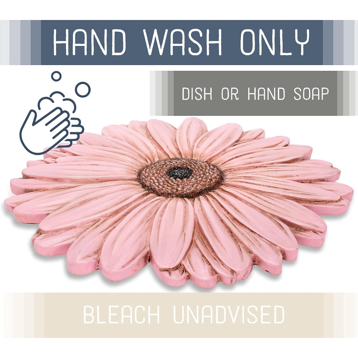 NAT & Jules Gerbera Daisy Flower Shaped Dimensional Indoor Outdoor 12 inch Cast Resin Decorative Garden Stepping Stone, Patio, Walkway Sculpture Yard Art, Pink