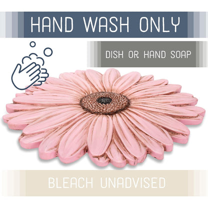 NAT & Jules Gerbera Daisy Flower Shaped Dimensional Indoor Outdoor 12 inch Cast Resin Decorative Garden Stepping Stone, Patio, Walkway Sculpture Yard Art, Pink