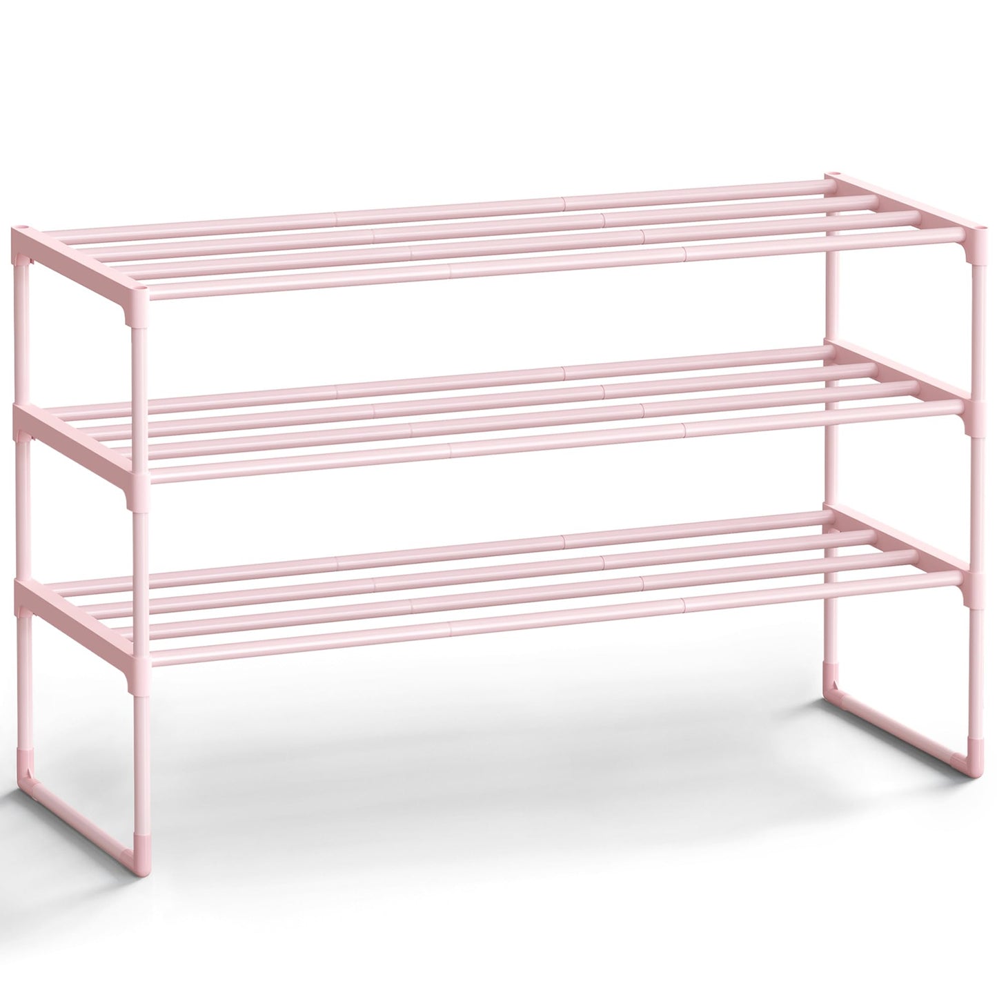 SONGMICS Shoe Rack, 3-Tier Shoe Organizer, Metal Storage Shelf, Upright or Upside Down, for 16-20