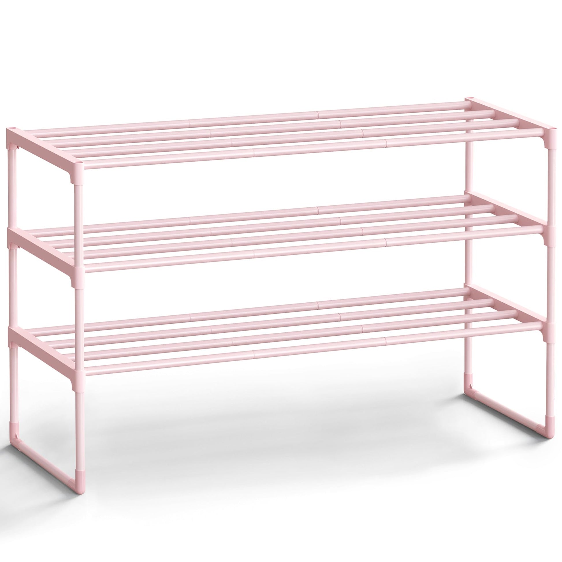 SONGMICS Shoe Rack, 3-Tier Shoe Organizer, Metal Storage Shelf, Upright or Upside Down, for 16-20