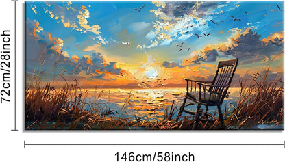 LASMOND Canvas Prints Wall Art Sunset Ocean Beach Pictures Photo nature landscape Paintings for Living Room Bedroom Home Decorations Modern Stretched and Framed Seascape Waves Landscape Artwork ( 30x60 Inches )