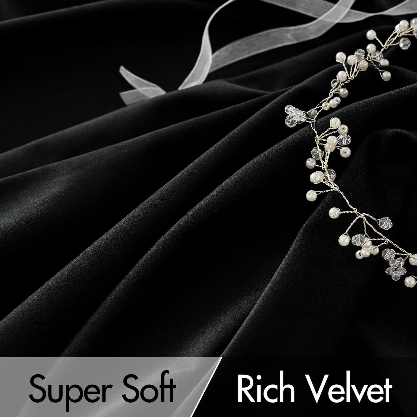 MIULEE Black Velvet Curtains 108 inches Long 2 Panels - Luxury Pinch Pleated Room Darkening Window Drapes for Bedroom Living Room Thermal Insulated Super Soft Blackout, Back Tab Rod Pocket