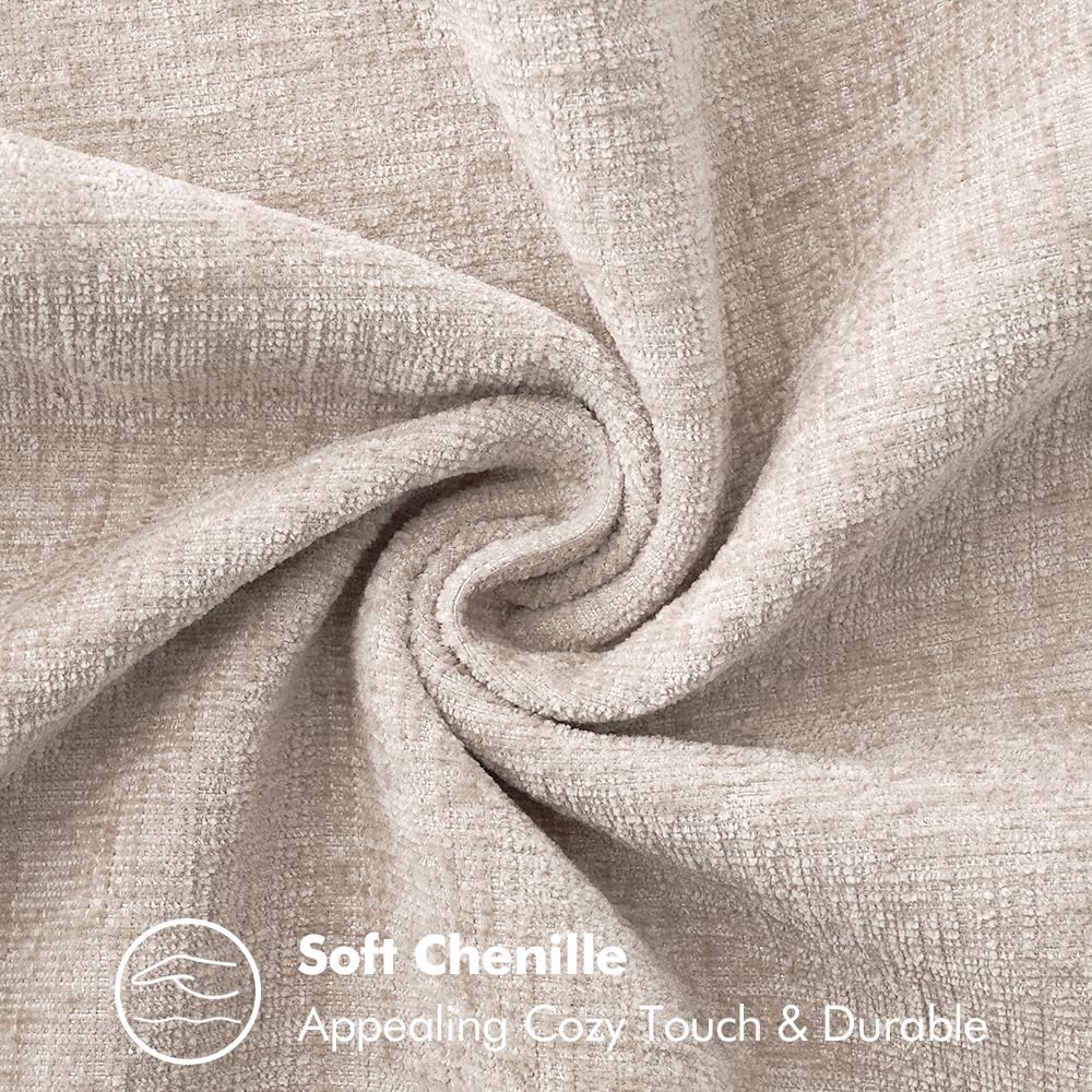 MIULEE Pack of 2 Couch Throw Pillow Covers 20x20 Inch Light Brown Farmhouse Decorative Pillow Covers with Stitched Edge Soft Chenille Solid Dyed Pillow Covers for Sofa Bed Living Room