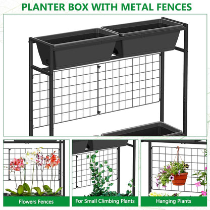 Raised Garden Beds with Legs Elevated Garden Planter Boxes with Trellis Raised Flower Boxes Patio Balcony Herb Garden Planter Beds Outdoor for Flowers Vegetables, Gray