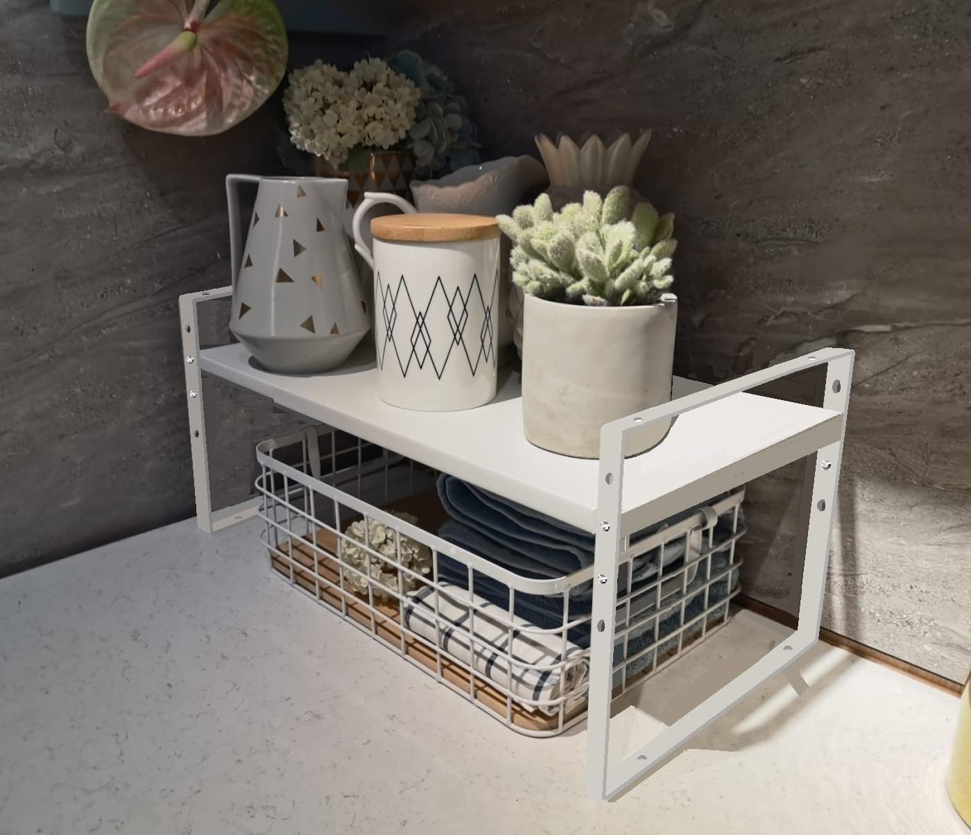 Expandable,Stackable Spice Rack,Seasoning Organizer and Storage,Spices Jar Racks for Cabinet,Countertop, Metal Pantry, Cupboard,Laundry Storages,Heavy Duty(1 Pack/Medium/White)