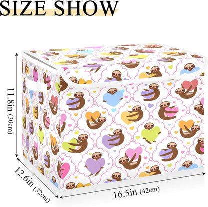 susiyo Sloth Holding Yellow Lilac fabric storage baskets with lids,Collapsible Storage Boxes,Foldable storage boxes with handles for Home,Office,Closet Organization