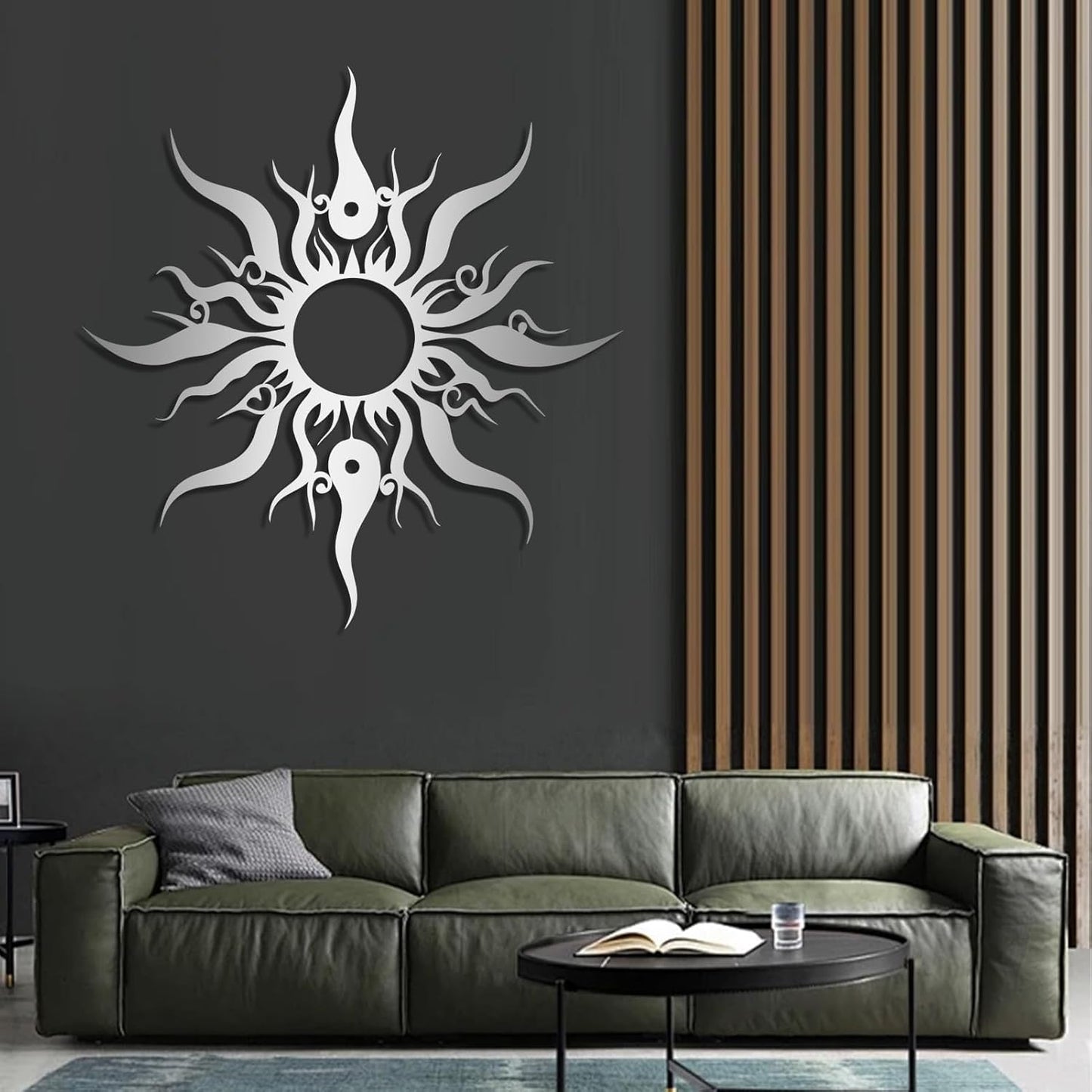 Hotuijxca Metal Wacky Sun Wall Art, Wacky Sun Metal Decor for Livingroom, Bedroom (White, 19"x18"/47x45cm, metal wall art)