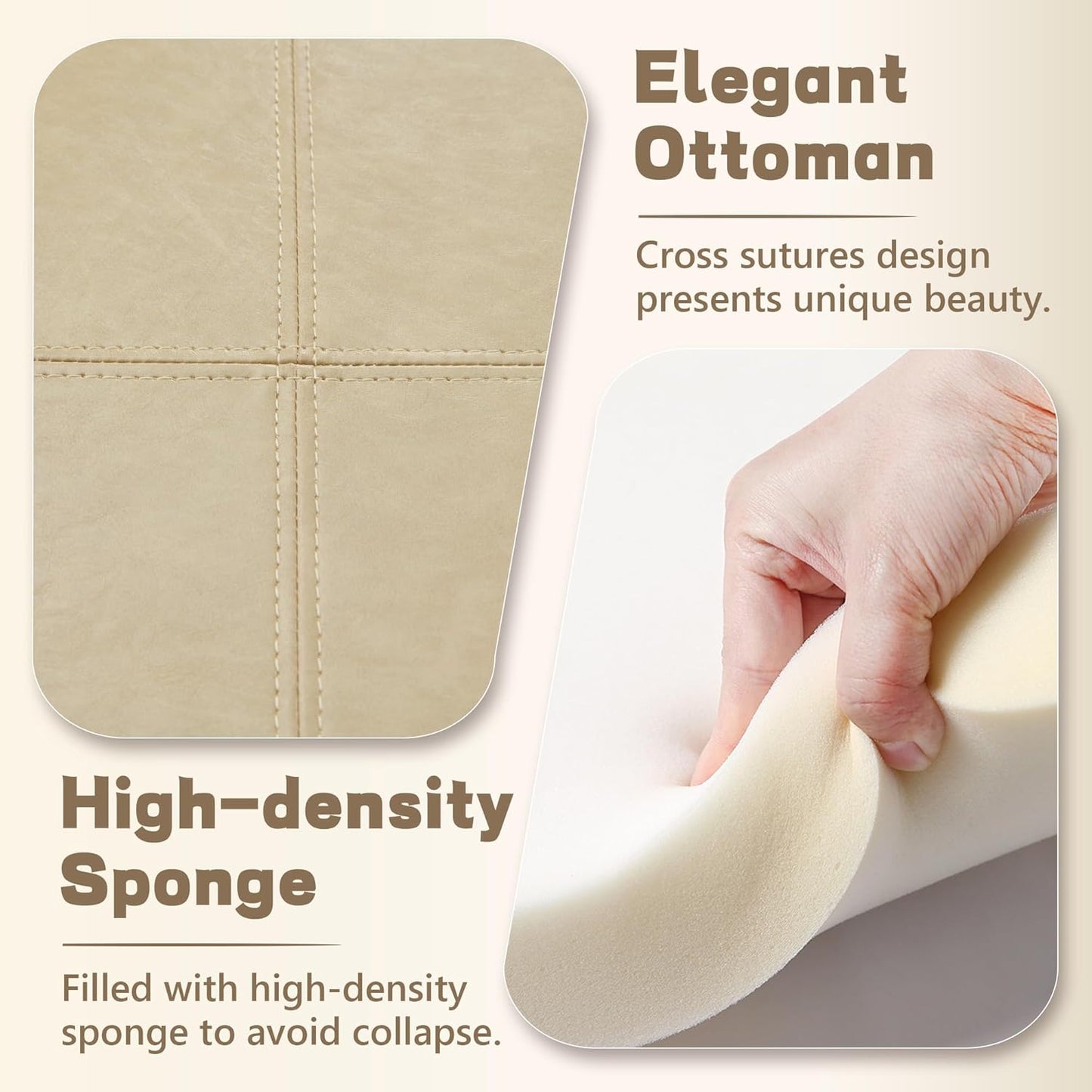 30-Inch Round Storage Ottoman, Modern Ottoman Coffee Table with Removable Top for Living Room, Bedroom, Office (Khaki)