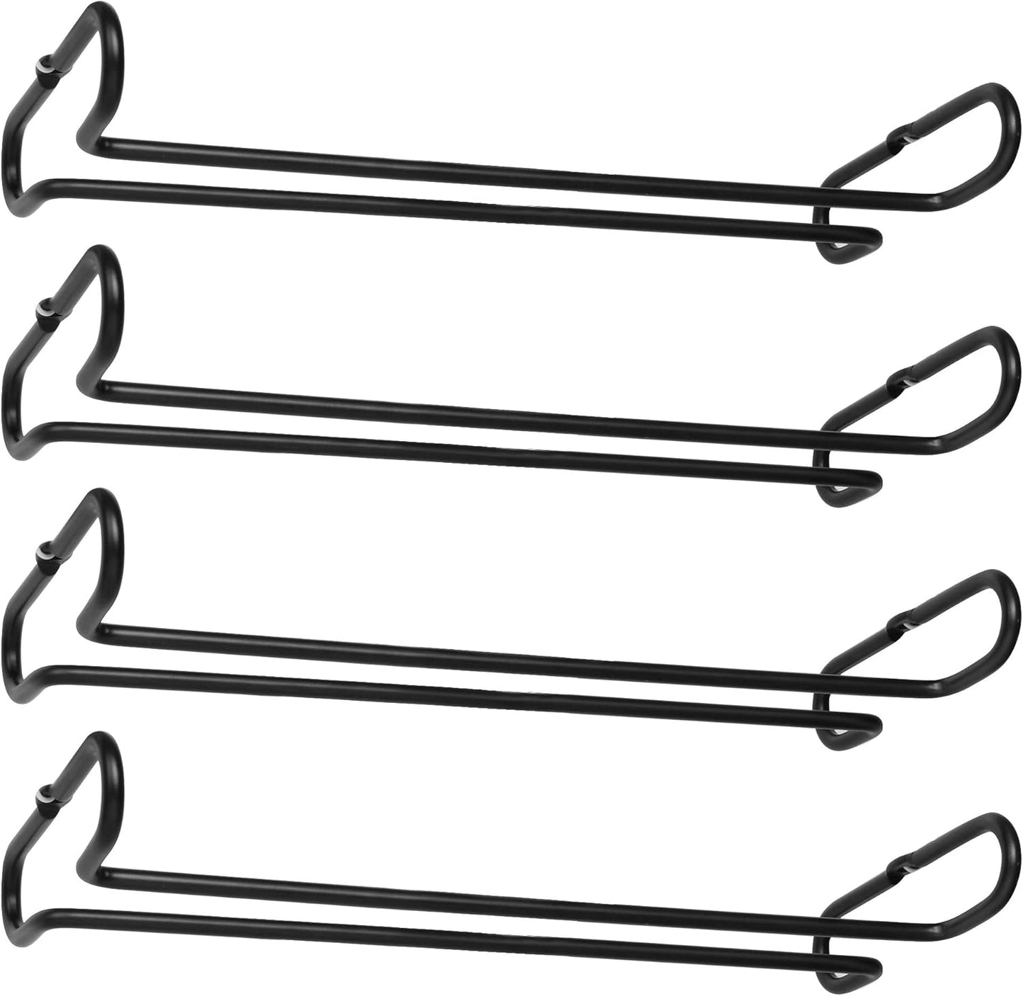 4 Pack Steamware Wine Glass Hanging Rack, Metal Stemware Holder Storage Wall Mount Under Cabinet Kitchen Bar Pub, Black