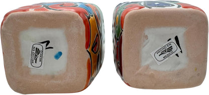 Talavera Planter Pot Square Vase Folk Art Mexican Pottery Handmade Hand Painted Home Decor Indoor Multicolor Outdoor 9.25" (Multi 22)