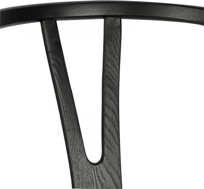 Tomile Solid Wood Wishbone Chair Y Chair Mid-Century Armrest Dining Chair, Hemp Seat (Ash-Black Frame + Natural Cord)