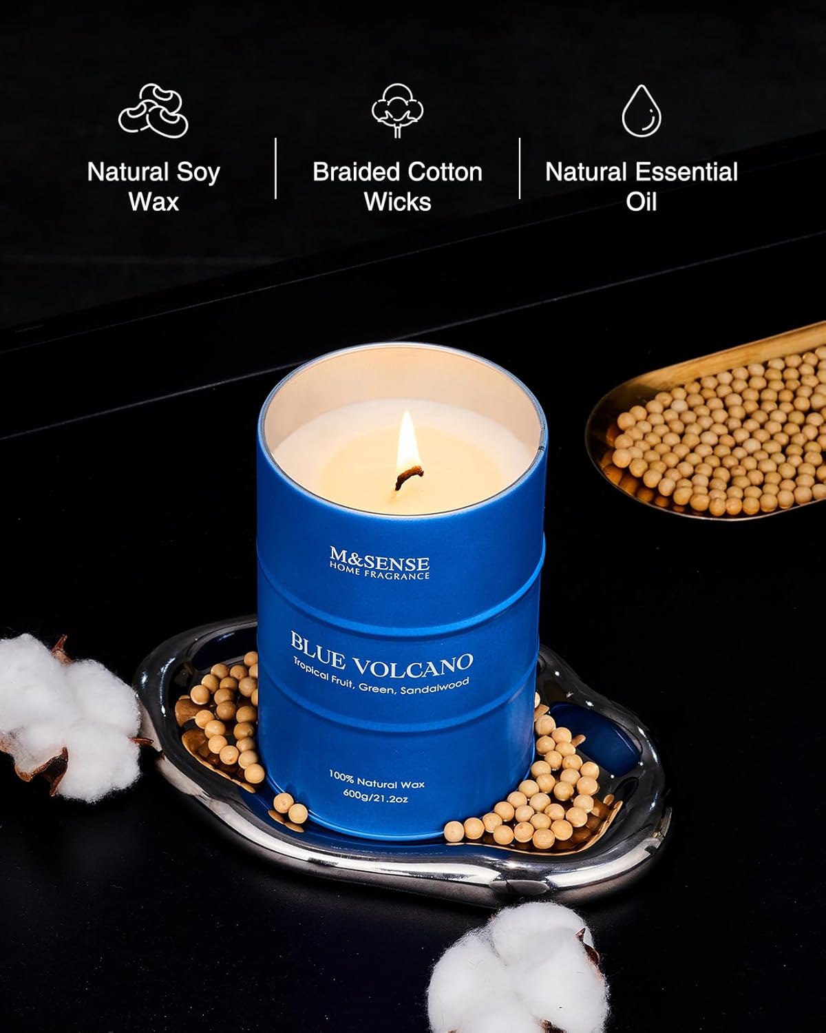 M&SENSE Tropical Fruit Soy Scented Candles Natural Non Toxic, Large Summer Candles 21.2oz 120 Hours Long Lasting Burning, Unique Candle Gifts Cozy Room Decor for Women Men