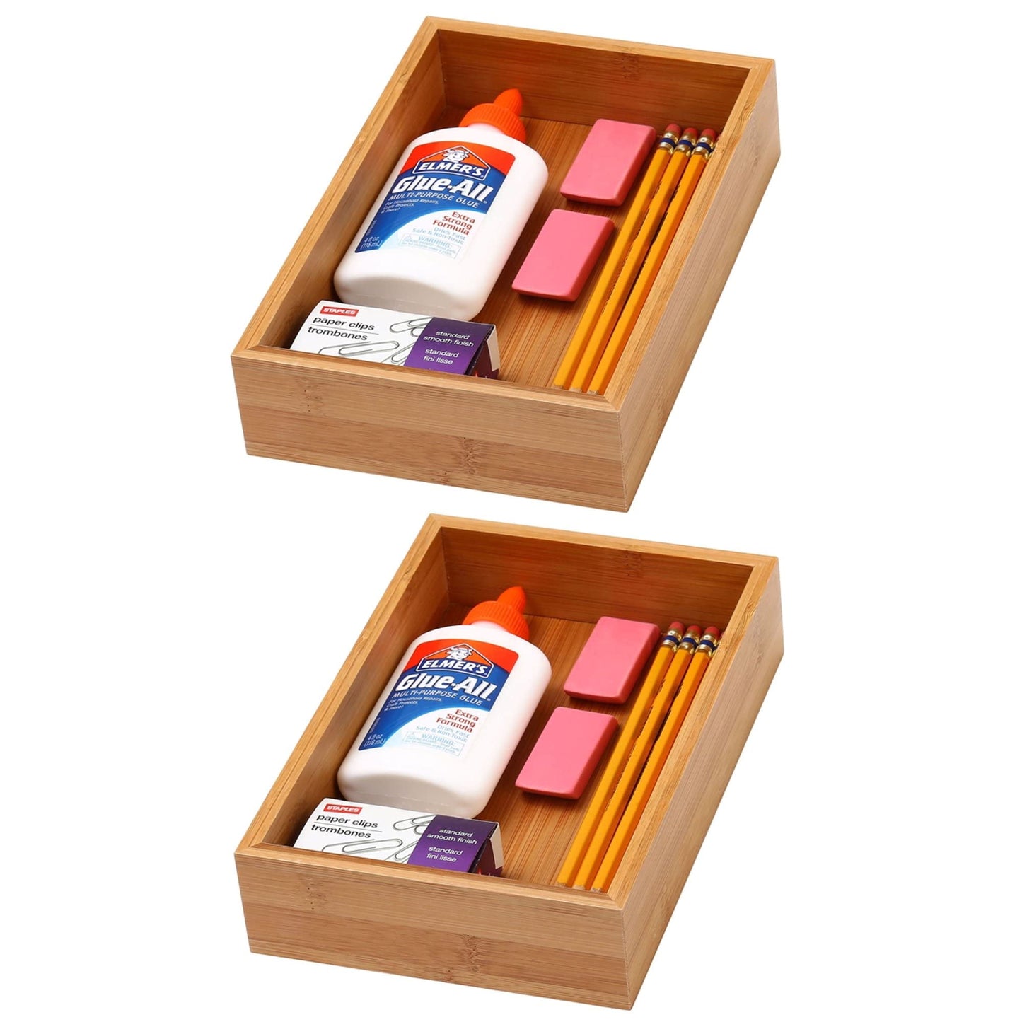YBM Home Bamboo Drawer Organizer Storage Box for Kitchen Drawer, Junk Drawer, Office, Bedroom