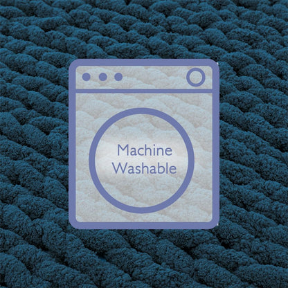 Bigacogo Chunky Knit Throw Blanket for Couch, 40x40 inches, 100% Hand Knitted with Thick Jumbo Chenille Yarn, Cozy Soft Large Rope Knot Cable Crochet Blankets for Sofa Bed Living Room, Deep Sea Blue