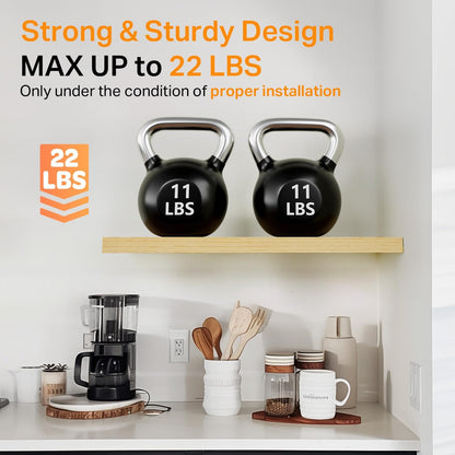 BAYKA Floating Shelves for Wall, Wall Mounted Rustic Wood Shelves for Bathroom, Bedroom, Living Room, Kitchen,Small Hanging Shelf for Books/Storage/Room Decor (Oak-Toned, Set of 3, 15.7in)