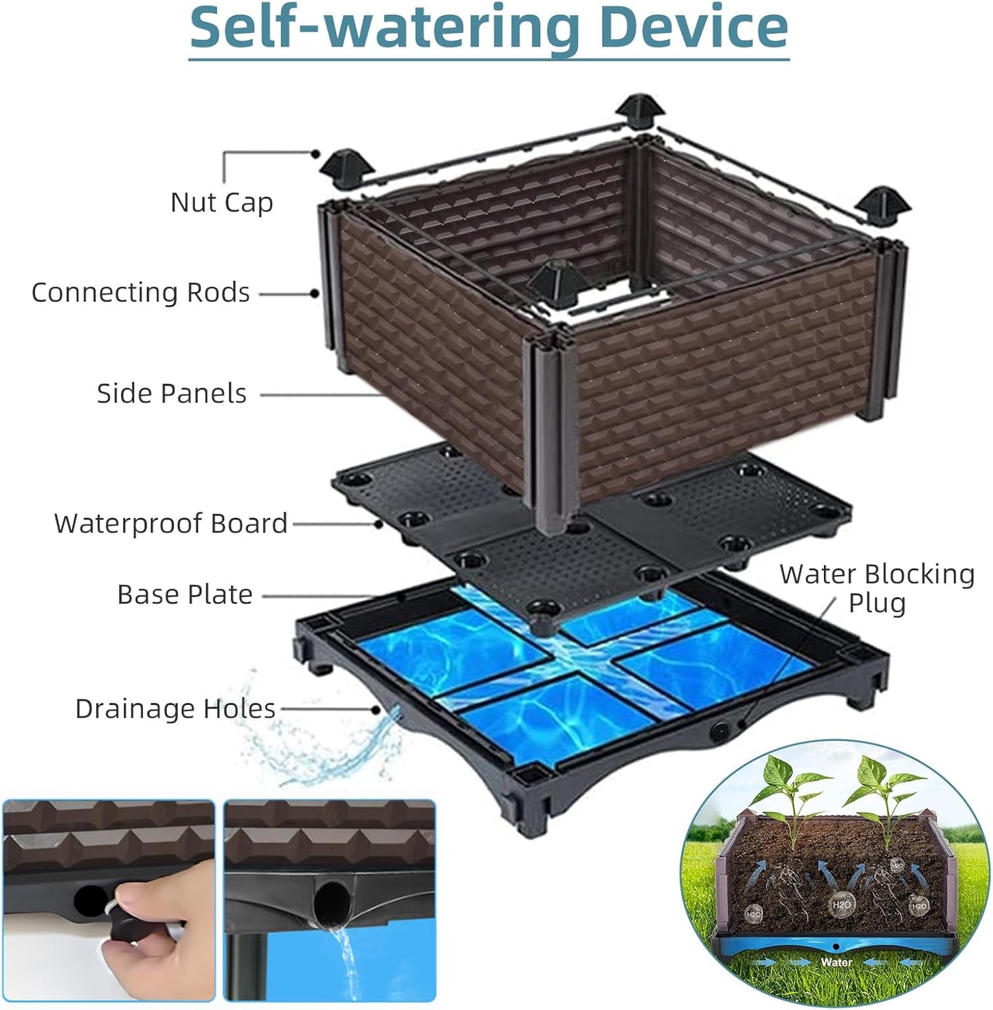 Large Planters for Outdoor Plants - Deepened 20" H, Raised Beds for Gardening Self Watering, Elevated Planter Box with Legs, Rectangular Garden Planters for Outdoor Plants Flowers, 94.4"L x 15.7"W