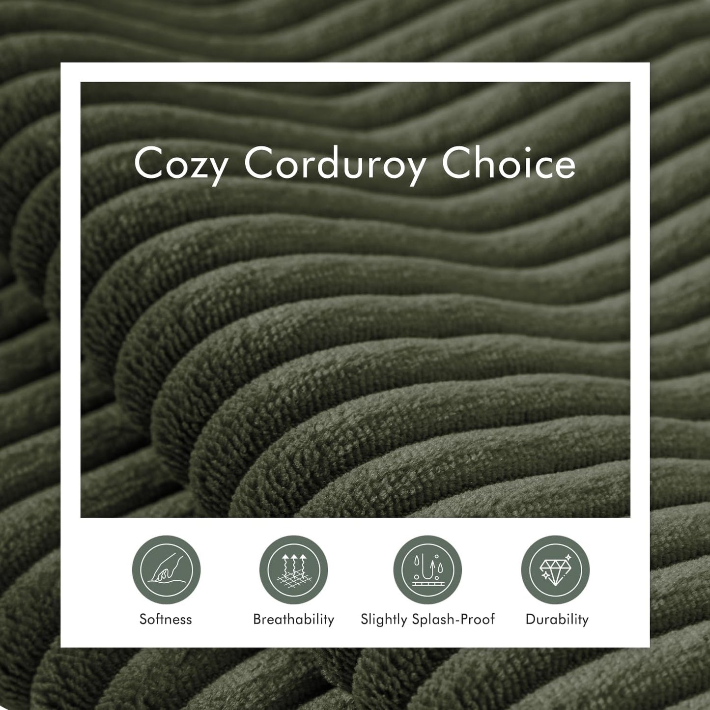 Boneless Sectional Cloud Couch Sofa for Living Room, 112" L-Shaped Modular Modern Lounge Sleeper Green Couches with Chaise, No Assemble, Cordury Compression Upholstered Sofas