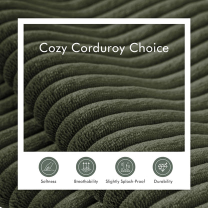 Boneless Sectional Cloud Couch Sofa for Living Room, 112" L-Shaped Modular Modern Lounge Sleeper Green Couches with Chaise, No Assemble, Cordury Compression Upholstered Sofas