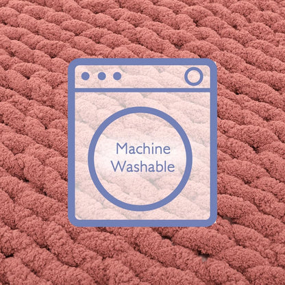 Bigacogo Chunky Knit Throw Blanket for Couch, 51x63 inches, 100% Hand Knitted with Thick Jumbo Chenille Yarn, Cozy Soft Large Rope Knot Cable Crochet Blankets for Sofa Bed Living Room, Antique Red