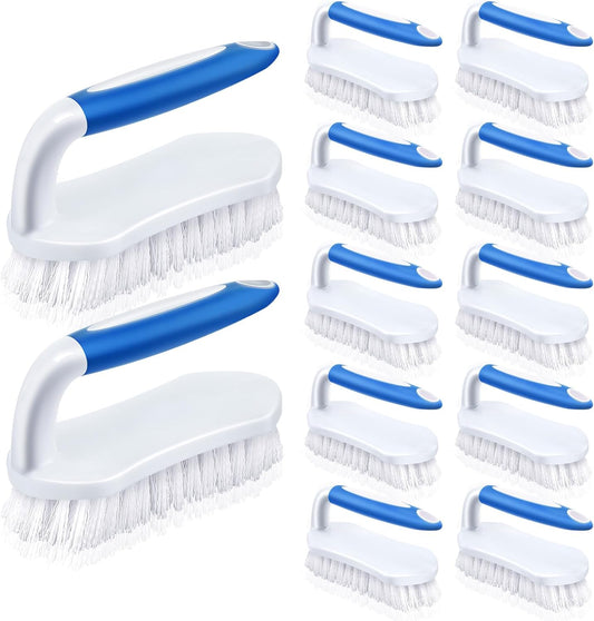 Lallisa 12 Pcs Scrub Brush for Cleaning with Handle Comfortable to Grip Heavy-Duty Flexible Stiff