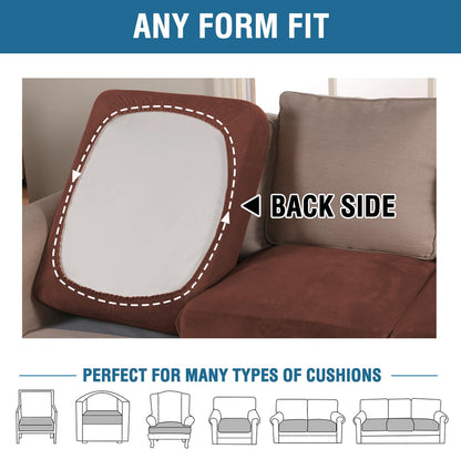 H.VERSAILTEX Velvet Stretch Couch Cushion Cover Plush Cushion Slipcover for Chair Loveseat Sofa Cushion Furniture Protector Seat Cushion Sofa Cover (3 Piece Sofa Cushion Covers, Burnt Brick)