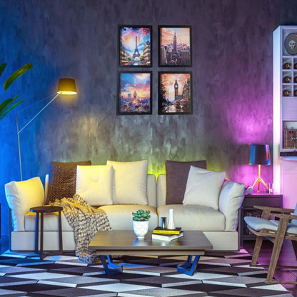 ELEVENSPACE Boho Wall Art Decor,New York, London, Tokyo, Paris, Eiffel Tower,City Wall Decor Art,Modern Landscape Wall Art for Living Room Bedroom Prints Poster,8x10 Inch Set of 4,Unframed